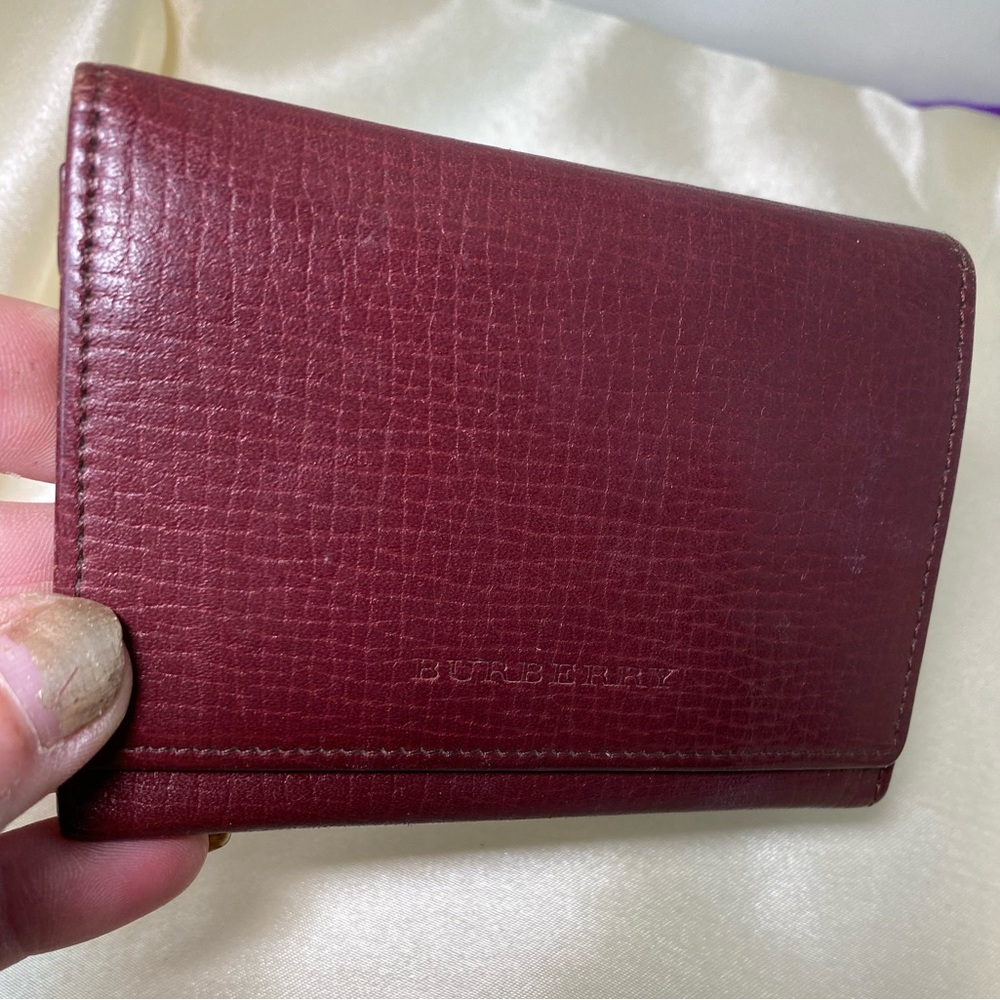 MENS BURBERRY Merlot Croco/LOGO Embossed Card Wallet🔥Like NEW🔥 - Picture 9 of 12
